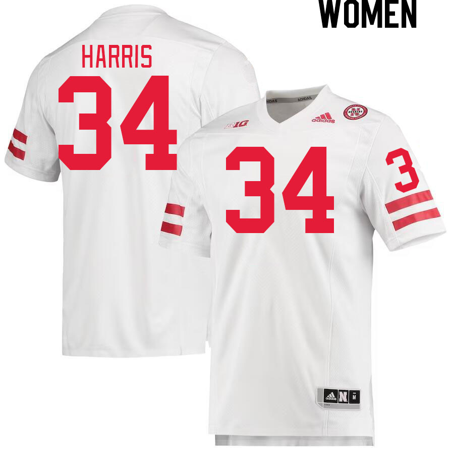 Women #34 Isaiah Harris Nebraska Cornhuskers College Football Jerseys Stitched Sale-White